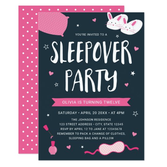 pink sleepover party birthday invitation sleepover party invitation