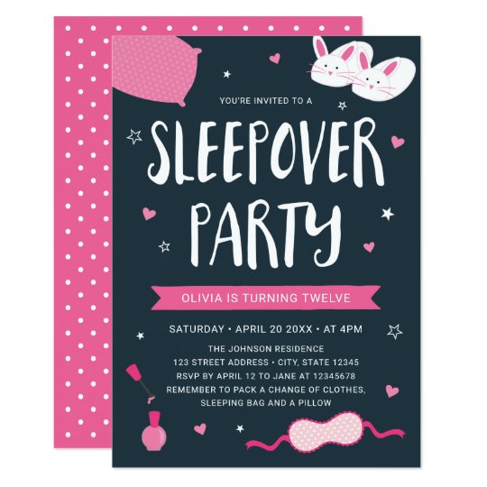 Pink Sleepover Party Birthday Invitation | Zazzle.com