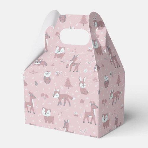 Pink Sleepy Little Woodland Critters Favor Boxes