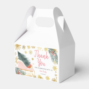 Pink Sleigh Baby Shower Little Bundle of Joy Favor Boxes