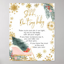 Pink Sleigh Christmas Baby Shower Don't Say Baby Poster