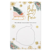 Pink Sleigh Winter Snowflake Baby Shower Baby Face