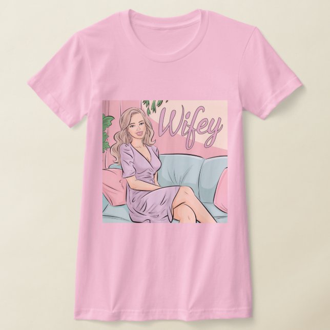 Pink Slim Fit Wifey T-Shirt (Laydown)