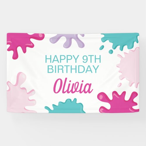 Pink Slime Birthday party Banner