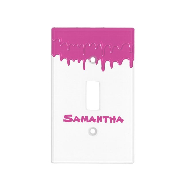 Pink Slime Child's Room Personalized Name Light Switch Cover (Front)