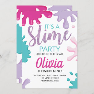 Aucune description de photo disponible.  Slime birthday, Glow birthday  party, Slime party