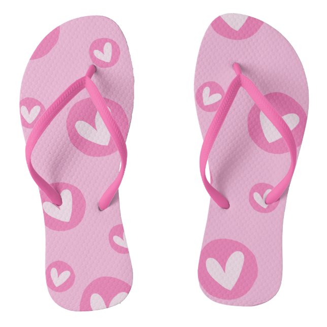 Pink Slippers with Heart Pattern (Footbed)