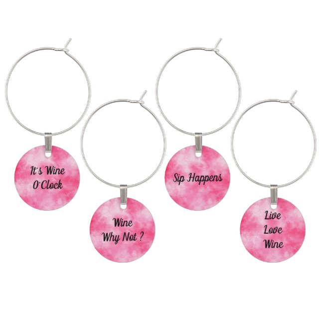 Pink Slogan  Wine Charm (Staggered)