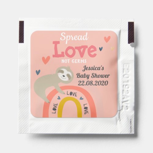 Pink Sloth Baby Girl Shower Party Favors Hand Sanitizer Packet
