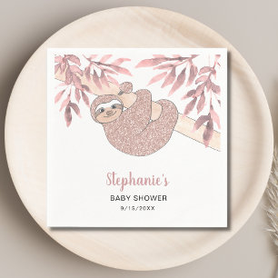 Pink Sloth Baby Shower Napkins