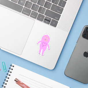 Pink Sloth Drawing Sticker