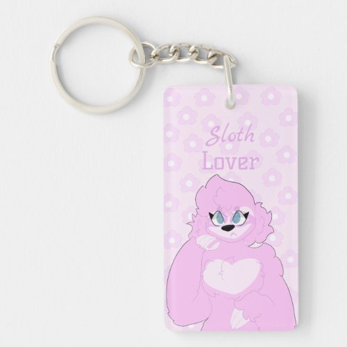 Pink Sloth Lover Keychain