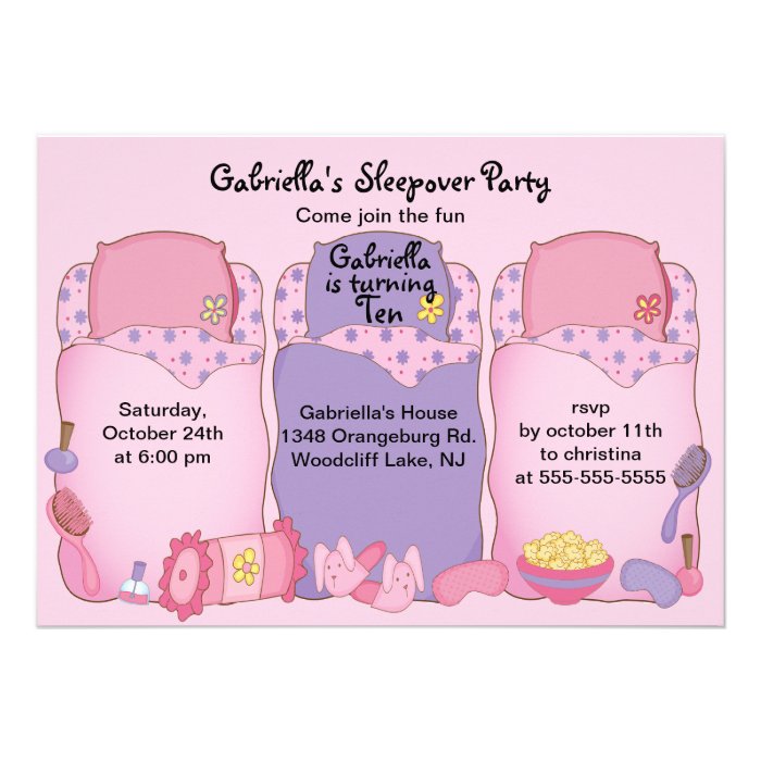 Pink Slumber Birthday Party Personalized Announcement