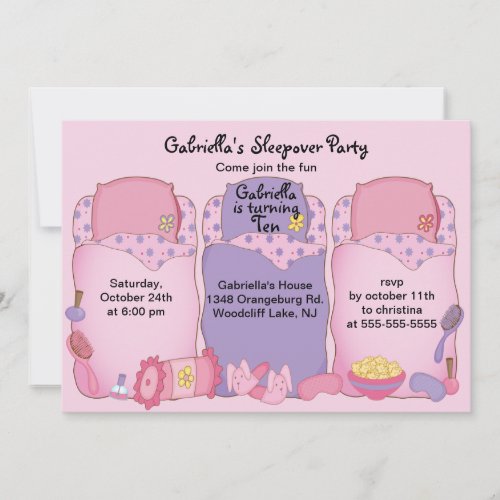 Pink Slumber Birthday Party Invitation