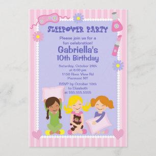 Pink Slumber Party Fun Birthday Invitation