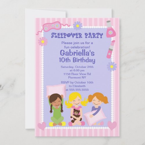 Pink Slumber Party Fun Birthday Invitation