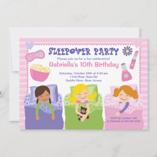 Pink Slumber Party Fun Birthday Invitation