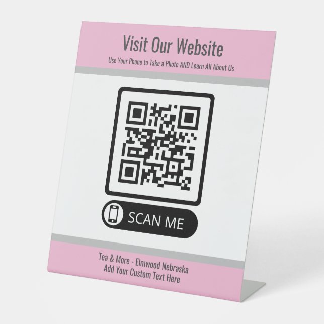 Pink Small Business Create QR Code Website Sign (Front)
