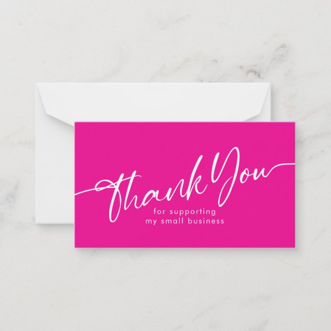 Pink Small Business Thank You For Supporting Note Card