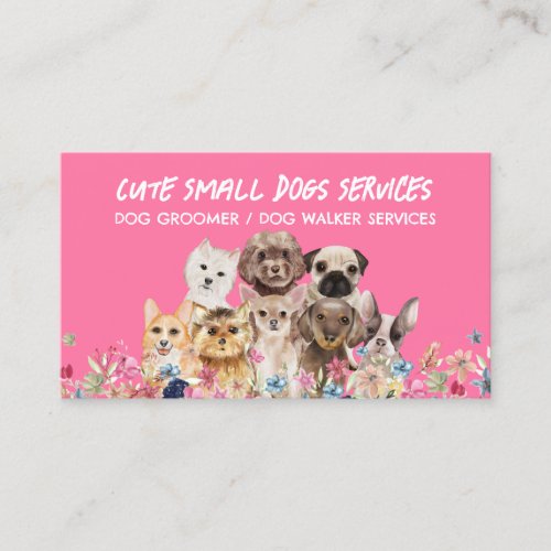 Pink Small Dogs grooming boutique pet sitter Business Card
