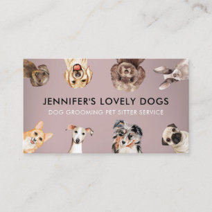 Pink Small Size Dogs Pet Sitter Business Card