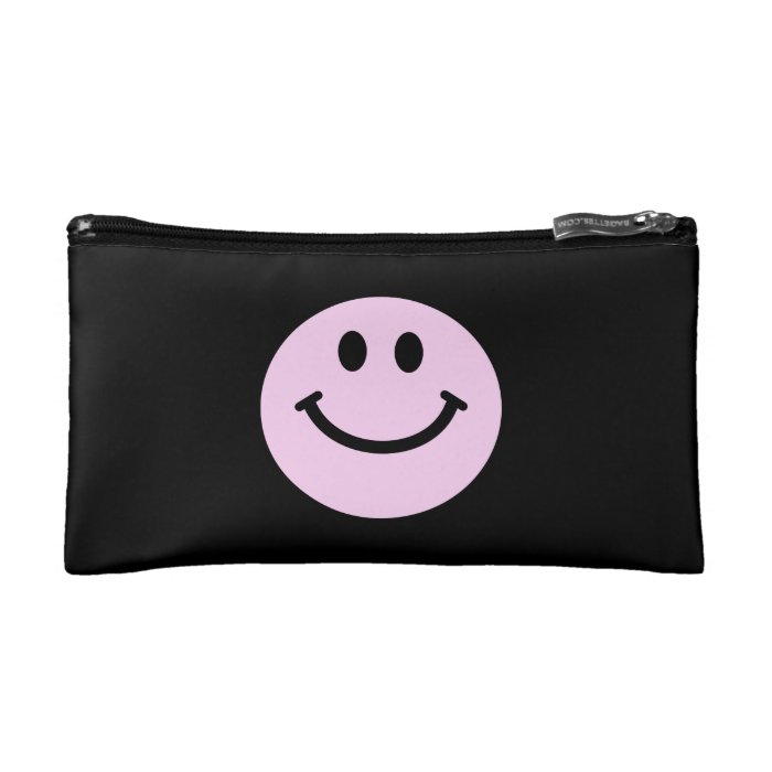 Pink smiley face makeup bags