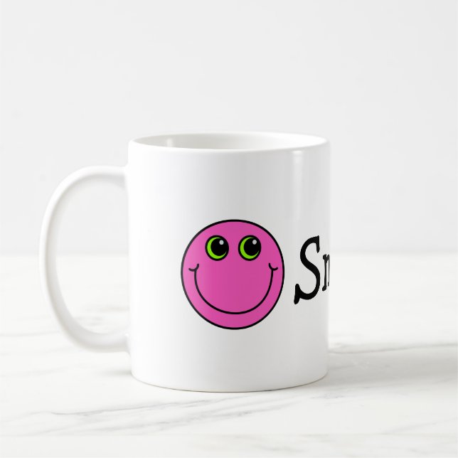 Pink Smiling Emoji Faces Coffee Mug (Left)