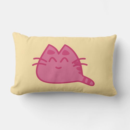 Pink Smiling Kitty Cat Lumbar Pillow