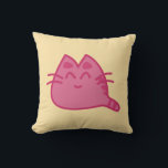 Pink Smiling Kitty Cat Throw Pillow<br><div class="desc">a cute cartoon drawing of a pink smiling kitty cat.</div>