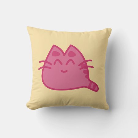 Pink Smiling Kitty Cat Throw Pillow