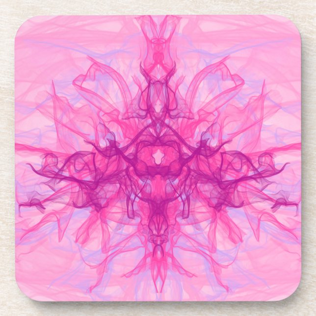 PINK SMOKE - Modern and abstract Fractal Art - Beverage Coaster (Front)