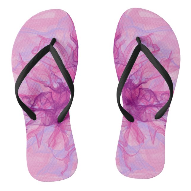 PINK SMOKE - Modern and abstract Fractal Art - Flip Flops (Footbed)