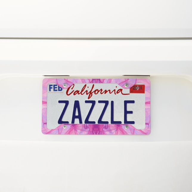 PINK SMOKE - Modern and abstract Fractal Art - License Plate Frame (On Car)