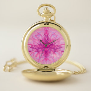 PINK SMOKE - Modern and abstract Fractal Art - Pocket Watch