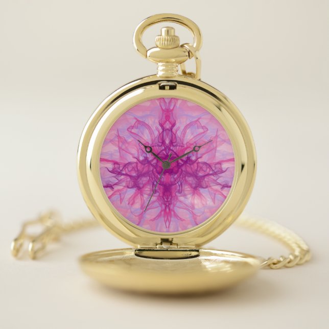PINK SMOKE - Modern and abstract Fractal Art - Pocket Watch (Inside)