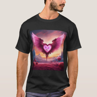 Pink Smoky Heart with Wings T-Shirt 