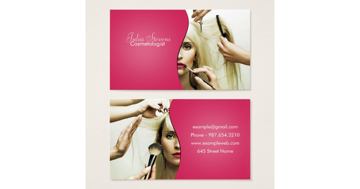 Pink smooth cosmetology business card | Zazzle