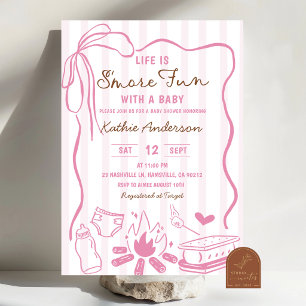 Pink Smore fun with a baby girl baby shower Invitation