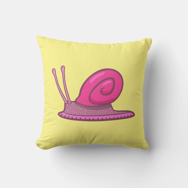 Pink Snail Throw Pillow (Front)