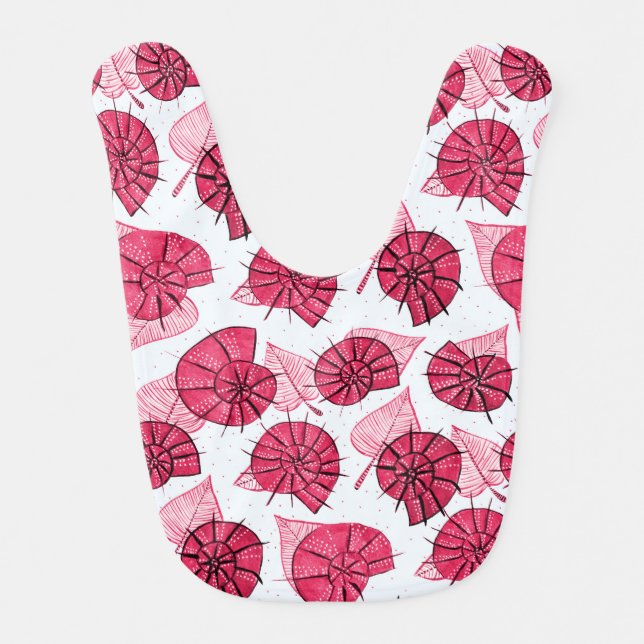 Pink Snails Pattern Girly Baby Bib (Front)