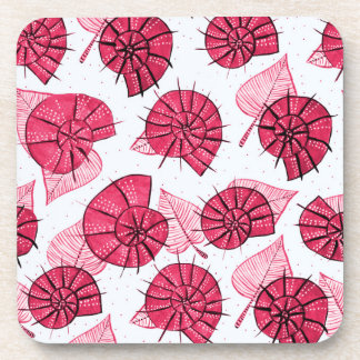 Pink Snails Pattern Girly Zoology Beverage Coaster