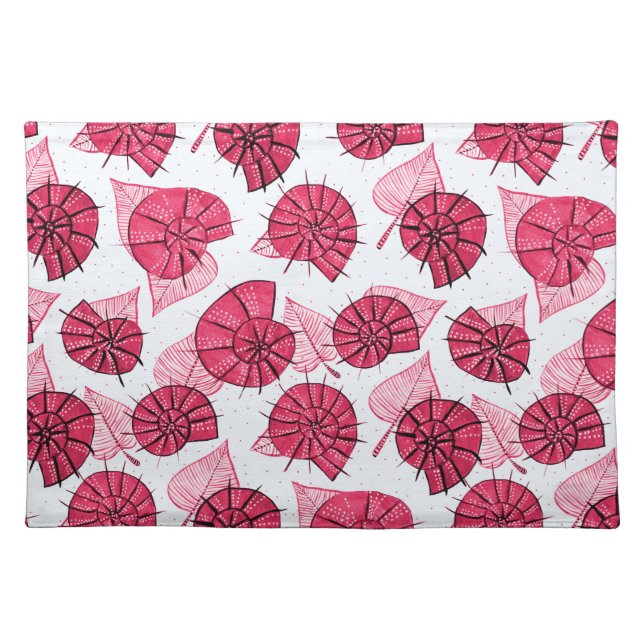 Pink Snails Pattern Girly Zoology Cloth Placemat (Front)
