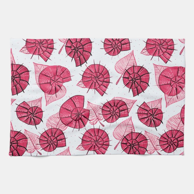 Pink Snails Pattern Girly Zoology Kitchen Towel (Horizontal)