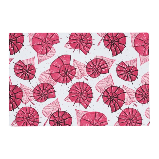 Pink Snails Pattern Girly Zoology Placemat (Front)