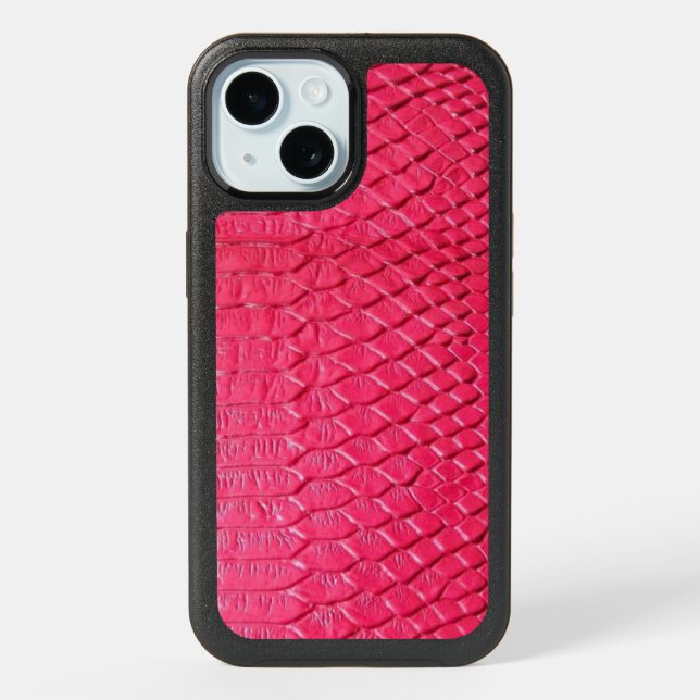 Pink Snake Leather Aesthetic iPhone 15 Case (Back)