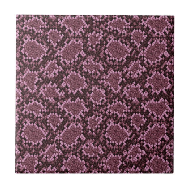 Pink Snake Print Ceramic Tile (Front)