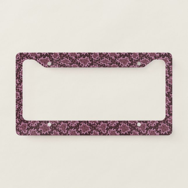 Pink Snake Print License Plate Frame (Front)