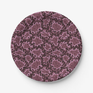 Pink Snake Print Paper Plates
