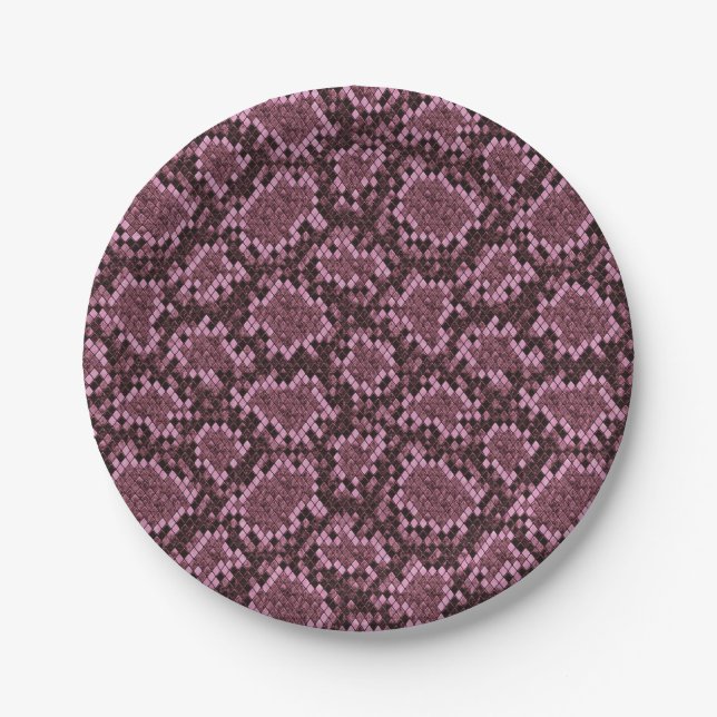 Pink Snake Print Paper Plates (Front)