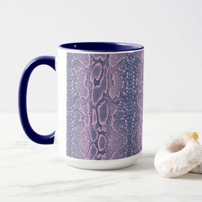 Pink Snake Skin Animal Print Mug (With Donut)